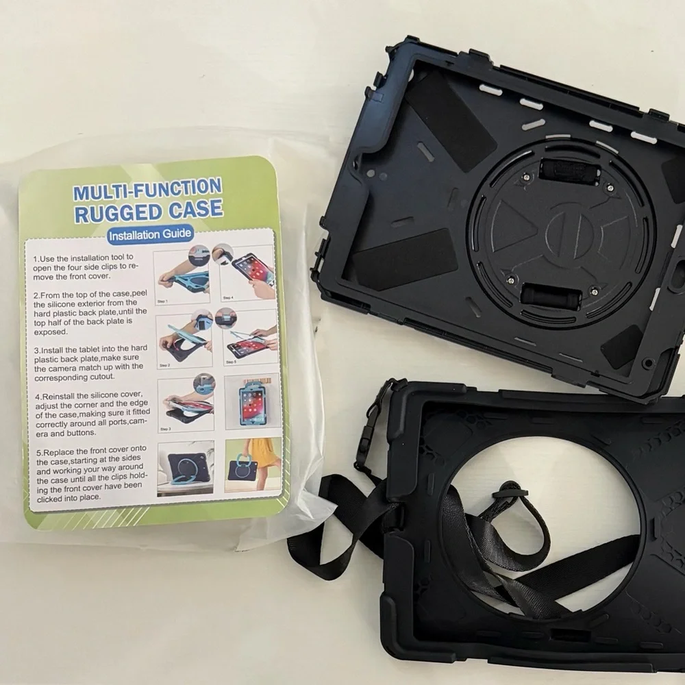Black Rugged Tablet Case with Strap